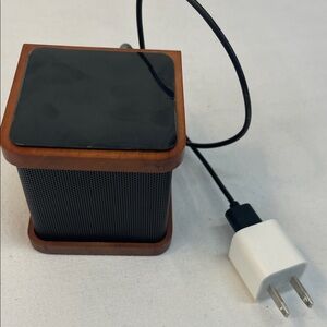 Compact Portable Bluetooth Speaker - Black and Wood Finish